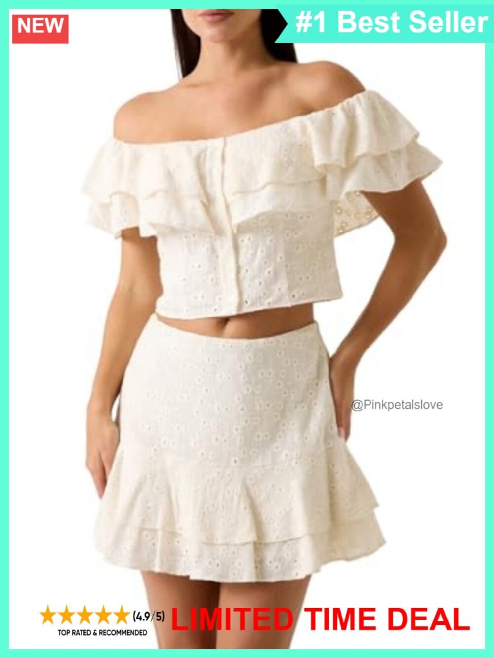 Off-Shoulder Ruffle Button Front Cotton Gauze Blouse